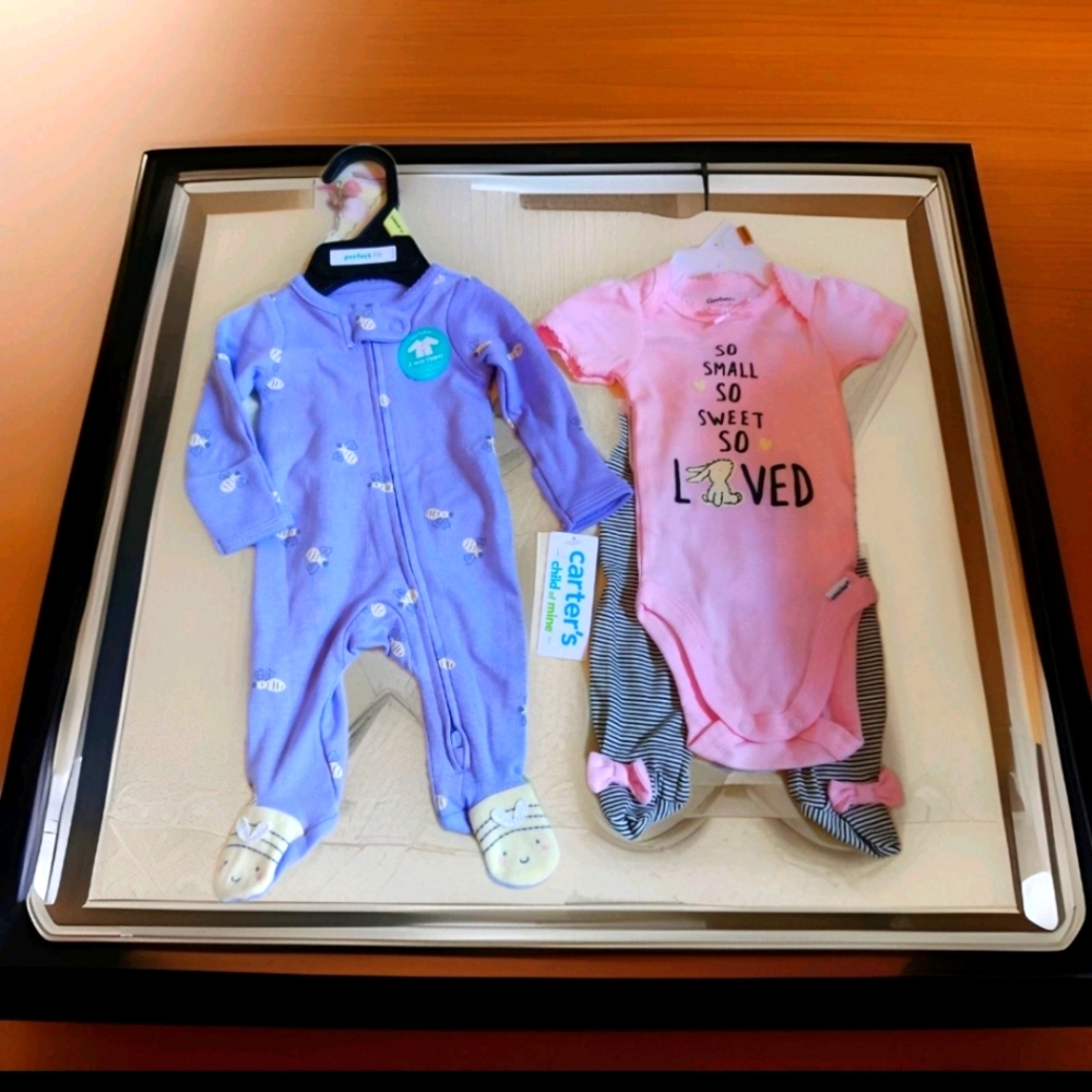 2p Preemie Newborn Baby Girl Outfit Carter’s Child of Mine Bee Sleeper & Gerber